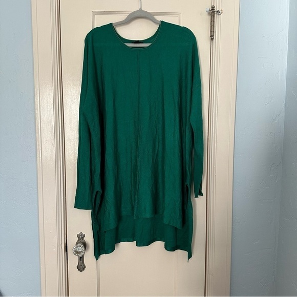 H&M Sweater Dark Green Longline Long Sleeve Forest Fairy High Low Hem Size L - Picture 2 of 13